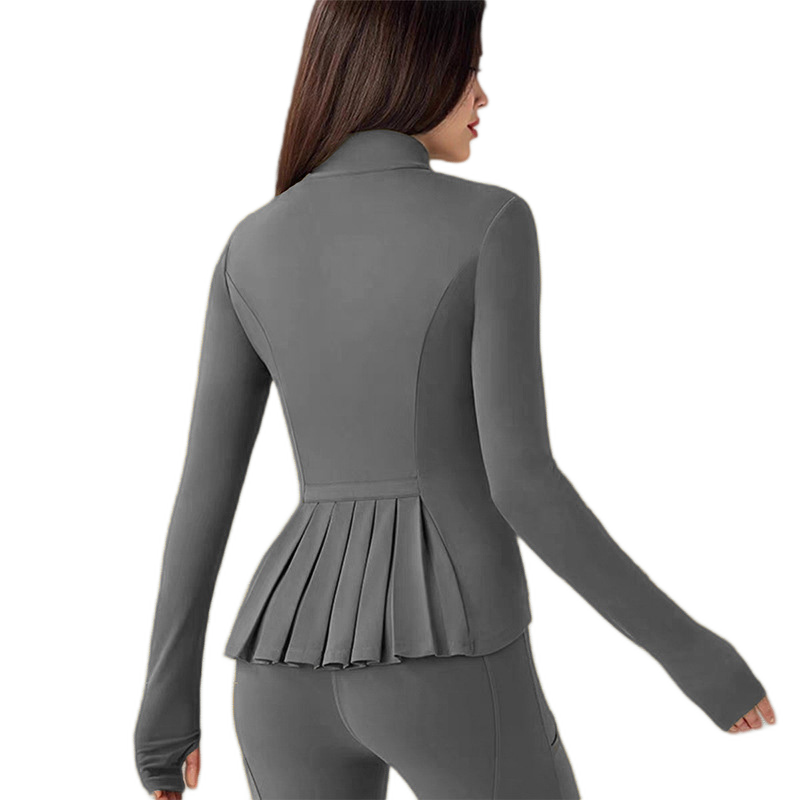 LOVILDS slim Fit Women’s Workout Zip Jacket: Lightweight Pleats + Thumb Holes – Perfect for Active Days!